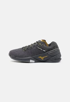 Mizuno WAVE STEALTH NEO - Handballschuh - Black Oyster/gold/iron Gate