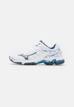 Mizuno WAVE VOLTAGE - Volleyballschuh - White/darkdenim/bluejasper
