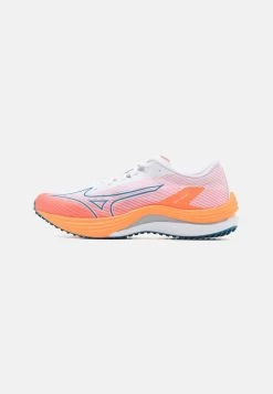 Mizuno WAVE REBELLION FLASH - Laufschuh Wettkampf - White/silver/light Orange