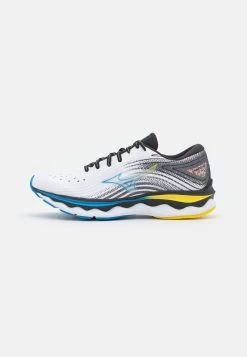 Mizuno WAVE SKY 6 - Laufschuh Neutral - White/cyber Yellow