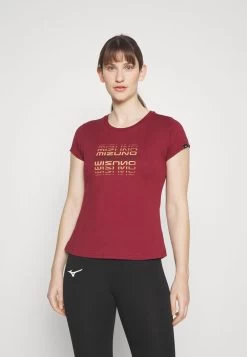 Mizuno ATHLETICS TEE - T-Shirt Print - Cabernet