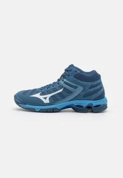 Mizuno WAVE VOLTAGE MID - Volleyballschuh - Dark Denim/white/blue Jasper