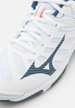 Mizuno WAVE VOLTAGE - Volleyballschuh - White/darkdenim/bluejasper -Mizuno cab893d307354e4198996cec9f582873
