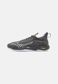 Mizuno WAVE MIRAGE 4 - Handballschuh - Black Oyster/white/gold